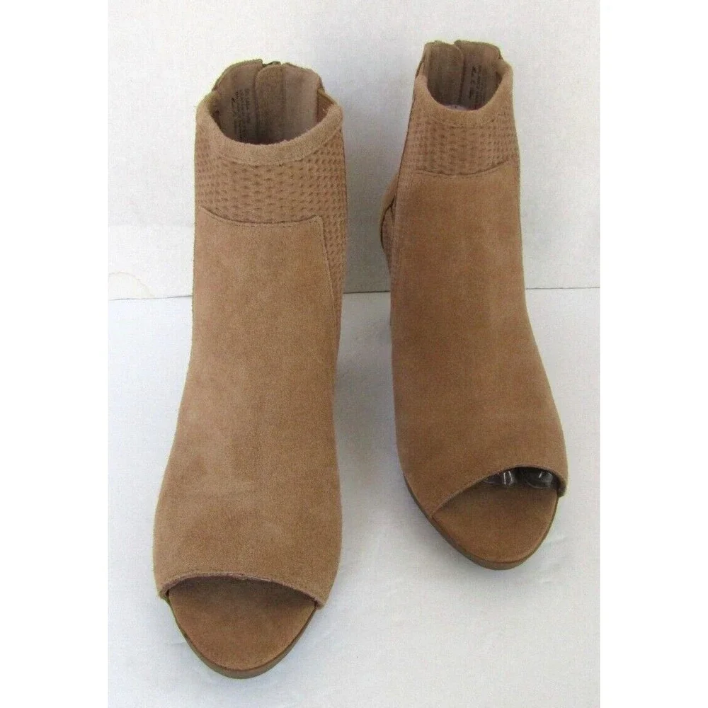 Bella Vita Ankle Boots NWOB Lex Peep Open Toe Brown Suede Leather Womens 8.5
